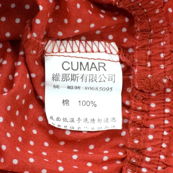 Cumar Italy Drop Waist Red Polka Dot Blouse M - Picture 7 of 8